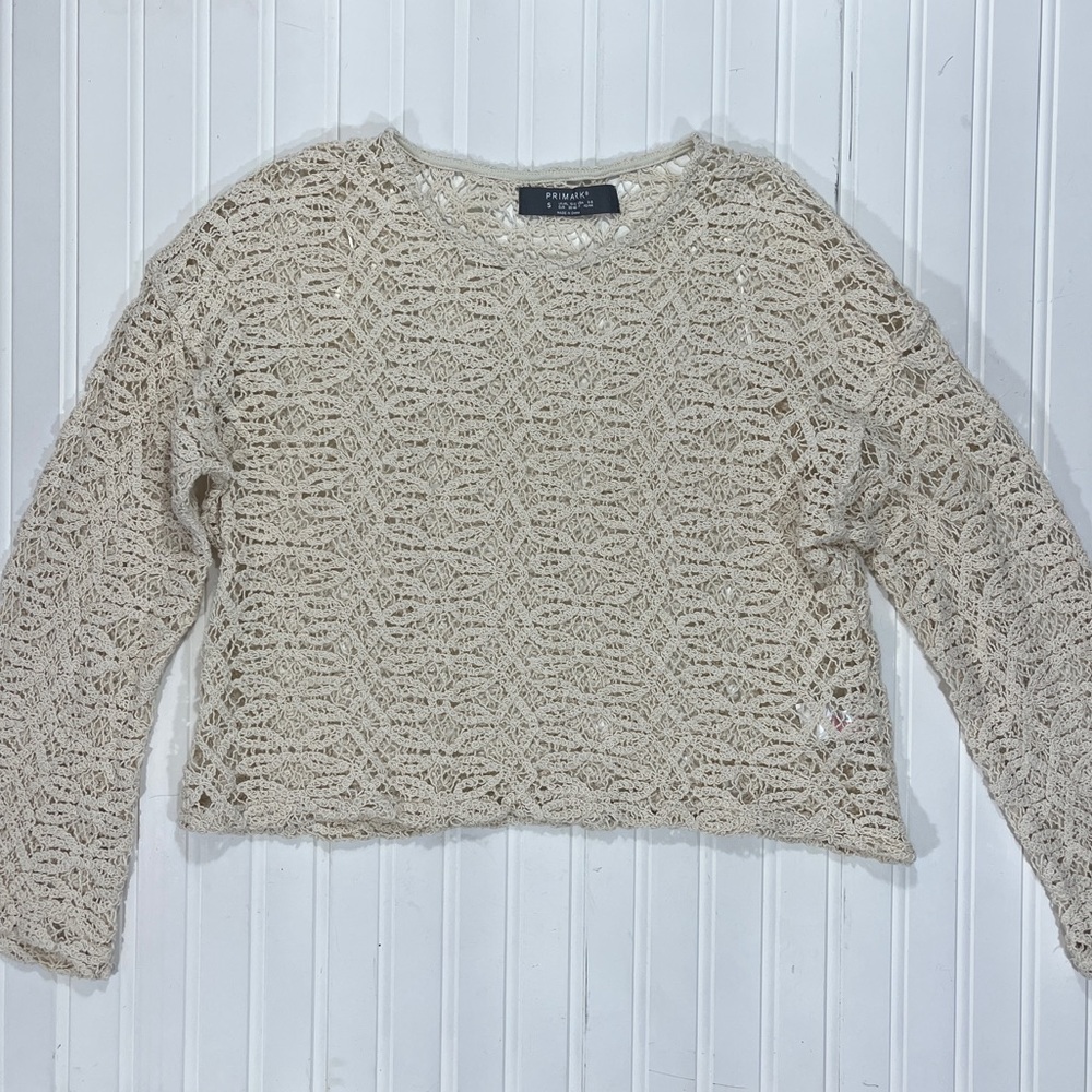 Primark Cream Open Crocheted Sweater size Small